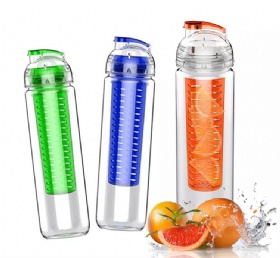 800ml 27oz Multiple Colors Durable BPA Free Tritan Plastic Fruit Infusing Water Bottles