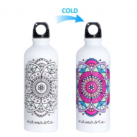 Custom printing cold water color changing sports water bottle bike aluminum 500ml bottle outdoor with lid