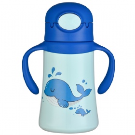360ml Leakproof Cute Cartoon Double Wall Vacuum Thermal Cup Children Stainless Steel Insulated School Kids Water Bottle