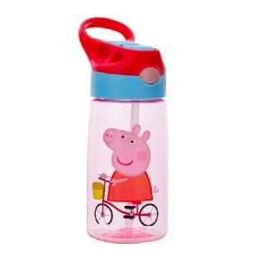 Wholesale 450ml Kids Travel Sport Plastic Water Tumbler Bonuce Lid Customized Logo Cartoon Children Bottles with Lid and Straw