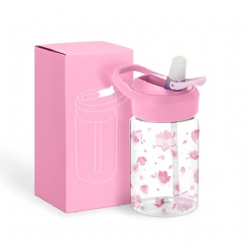 2023 hot sales 400ml Kids Plastic Water Bottle BPA FREE Kids Plastic Water Bottle With Straw And Rope And Custom Logo