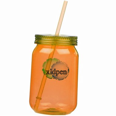 30OZ Plastic single wall mason jar  mug with straw