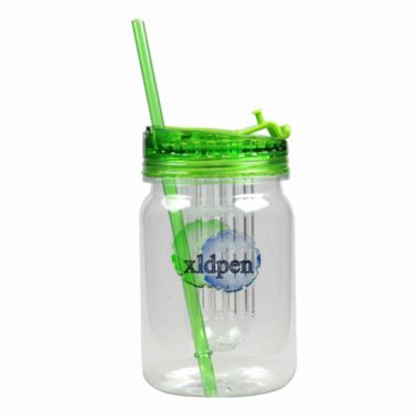 30OZ Plastic single wall mason jar  mug with straw